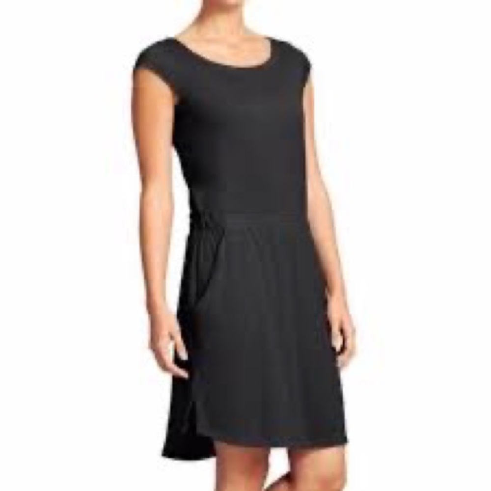 EUC Athleta Lyocell & Silk Blend Black Athletic Dress W Pockets Sz XS